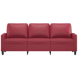 3-osobowa sofa, winna czerwień, 180 cm, sztuczna skóra