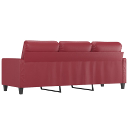 3-osobowa sofa, winna czerwień, 180 cm, sztuczna skóra