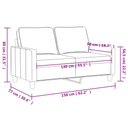 2-osobowa sofa, szary, 140 cm, sztuczna skóra