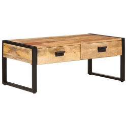 Stolik kawowy, 100x54x40 cm, lite drewno mango i żelazo