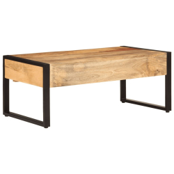 Stolik kawowy, 100x54x40 cm, lite drewno mango i żelazo
