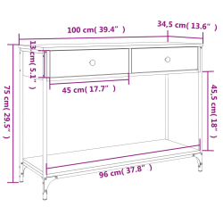 Stolik konsolowy, czarny, 100x34,5x75 cm