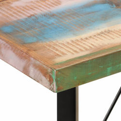 Stolik barowy, 150x70x107 cm, lite drewno z odzysku i żelazo