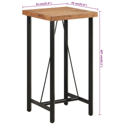 Stolik barowy, 55x55x107 cm, lite drewno akacjowe i żelazo