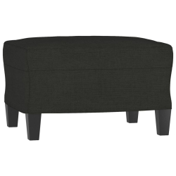 Fotel z podnóżkiem, czarny, 60 cm, obity tkaniną