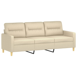 3-osobowa sofa, kremowa, 180 cm, tapicerowana tkaniną