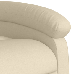 Rozkładany fotel masujący, kremowy, obity tkaniną