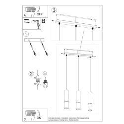 Lampa wisząca LOOPEZ 3L czarny/miedź