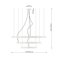 Żyrandol RIO 3 55/78/110 czarny LED 4000K