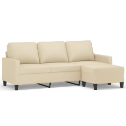 Sofa 3-osobowa, kremowa, 180 cm, tapicerowana tkaniną