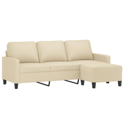 Sofa 3-osobowa, kremowa, 180 cm, tapicerowana tkaniną