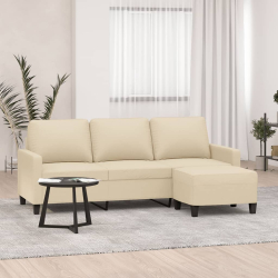 Sofa 3-osobowa, kremowa, 180 cm, tapicerowana tkaniną