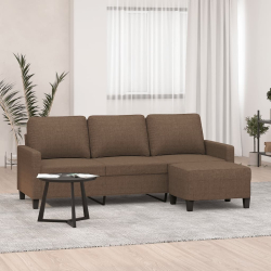 3-osobowa sofa z podnóżkiem, brązowy, 180 cm, tkaniną