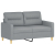 Sofa 2-osobowa, jasnoszara, 120 cm, tapicerowana tkaniną