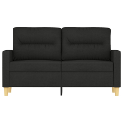 Sofa 2-osobowa, czarna, 120 cm, tapicerowana tkaniną
