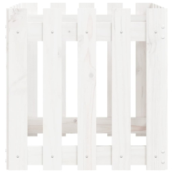 Donica ogrodowa z płotkiem, biała, 50x50x50 cm, drewno sosnowe