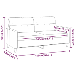 Sofa 2-osobowa, ciemnoszara, 140 cm, tapicerowana tkaniną
