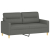 Sofa 2-osobowa, ciemnoszara, 140 cm, tapicerowana tkaniną