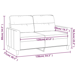 Sofa 2-osobowa, kolor taupe, 120 cm, tapicerowana tkaniną