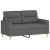 Sofa 2-osobowa, ciemnoszara, 120 cm, tapicerowana tkaniną