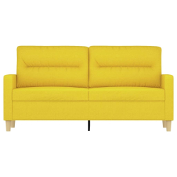 Sofa 2-osobowa, jasnożółta, 140 cm, tapicerowana tkaniną