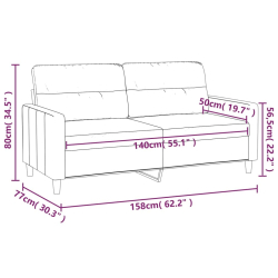 Sofa 2-osobowa, jasnożółta, 140 cm, tapicerowana tkaniną