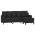 3-osobowa sofa z podnóżkiem, czarna, 180 cm, tkaniną