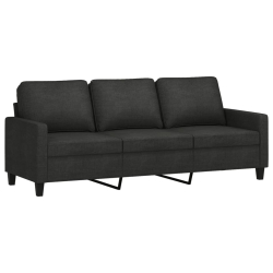 Sofa 3-osobowa, czarna, 180 cm, tapicerowana tkaniną