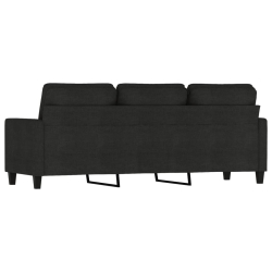 Sofa 3-osobowa, czarna, 180 cm, tapicerowana tkaniną