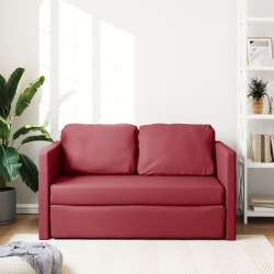 Sofa podłogowa 2-w-1, kolor wina, 112x174x55 cm, sztuczna skóra
