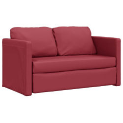 Sofa podłogowa 2-w-1, kolor wina, 112x174x55 cm, sztuczna skóra