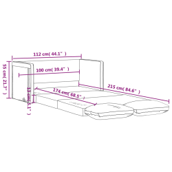 Sofa podłogowa 2-w-1, szara, 112x174x55 cm, sztuczna skóra