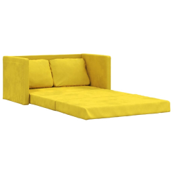 Sofa podłogowa 2-w-1, ciemnożółta, 122x204x55 cm, aksamit