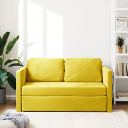 Sofa podłogowa 2-w-1, ciemnożółta, 122x204x55 cm, aksamit