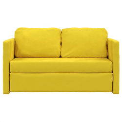 Sofa podłogowa 2-w-1, ciemnożółta, 122x204x55 cm, aksamit