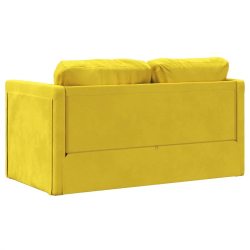 Sofa podłogowa 2-w-1, ciemnożółta, 122x204x55 cm, aksamit