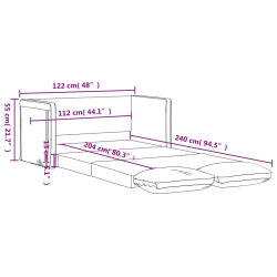 Sofa podłogowa 2-w-1, ciemnożółta, 122x204x55 cm, aksamit