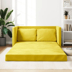 Sofa podłogowa 2-w-1, ciemnożółta, 122x204x55 cm, aksamit