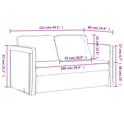 Sofa podłogowa 2-w-1, kolor taupe, 112x174x55 cm, tkanina