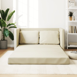 Sofa podłogowa 2-w-1, kremowa, 112x174x55 cm, sztuczna skóra