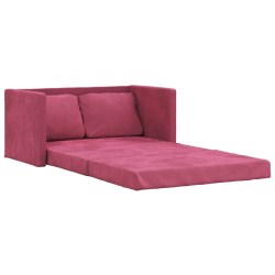 Sofa podłogowa 2-w-1, winna czerwień, 122x204x55 cm, aksamit
