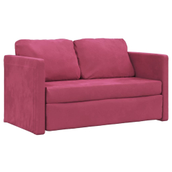 Sofa podłogowa 2-w-1, winna czerwień, 122x204x55 cm, aksamit