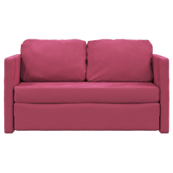 Sofa podłogowa 2-w-1, winna czerwień, 122x204x55 cm, aksamit