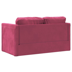 Sofa podłogowa 2-w-1, winna czerwień, 122x204x55 cm, aksamit