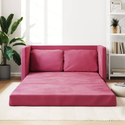 Sofa podłogowa 2-w-1, winna czerwień, 122x204x55 cm, aksamit