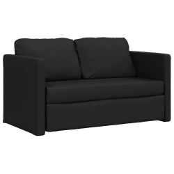 Sofa podłogowa 2-w-1, czarna, 112x174x55 cm, sztuczna skóra