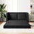 Sofa podłogowa 2-w-1, czarna, 112x174x55 cm, sztuczna skóra