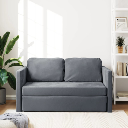Sofa podłogowa 2-w-1, ciemnoszara, 122x204x55 cm, aksamit
