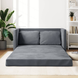 Sofa podłogowa 2-w-1, ciemnoszara, 122x204x55 cm, aksamit