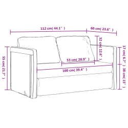 Sofa podłogowa 2-w-1, ciemnożółta, 112x174x55 cm, tkanina